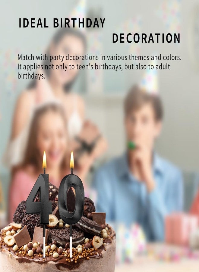 STARKET 40th Birthday Candles Black 40 Birthday Cake Topper Happy 40th Birthday Decorations Black Birthday Candles for Cake 40 Birthday Decorations for Her Birthday Party Favors - Image 3
